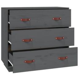 Berkfield Home Sideboard Grey 80x40x75 cm Solid Wood Pine - Size: 80 x 40 x 75 cm - thumbnail 4