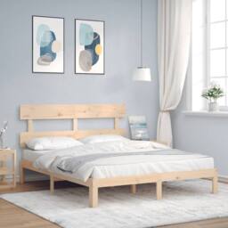 Berkfield Home Bed Frame without Mattress 160x200 cm Solid Wood Pine in Light Tan - thumbnail 3