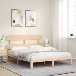 Berkfield Home Bed Frame without Mattress 160x200 cm Solid Wood Pine in Light Tan - thumbnail 2