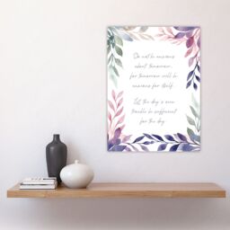 "Artery8 Wall Art Print Matthew 6:34 Live in the Moment Jesus Bible Quote Violet Poster in Purple - Size: W24"" x H32""" - thumbnail 4