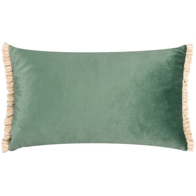 Wylder Tilly Velvet Frill Reversible Cushion in Duck Egg Blue - Size: 40 cm x 60 cm - image 1