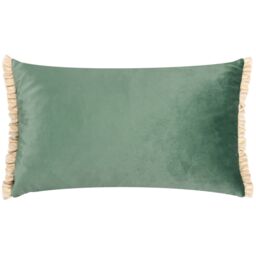 Wylder Tilly Velvet Frill Reversible Cushion in Duck Egg Blue - Size: 40 cm x 60 cm - thumbnail 1