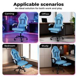 EONLION Office Chair Gaming Racing Recliner - Blue - Size: 120 - thumbnail 5