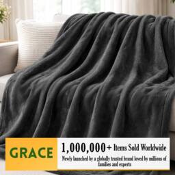 Grace Premium Cozy Flannel Fleece Soft Throw Blanket in Dark Grey - Size: 130 cm x 150 cm - thumbnail 2