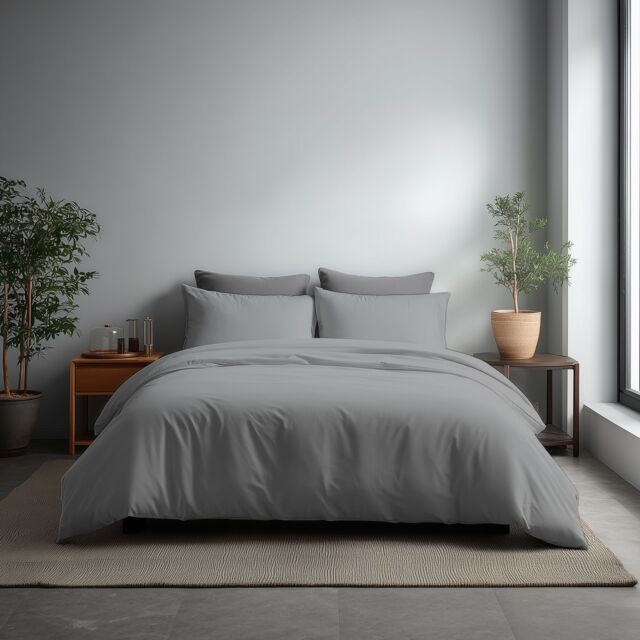 Snug City Microfibre Soft Touch Duvet Cover & Pillowcase/s Set Bed Linen in Silver - Size: Super King - image 1