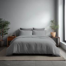 Snug City Microfibre Soft Touch Duvet Cover & Pillowcase/s Set Bed Linen in Silver - Size: Super King
