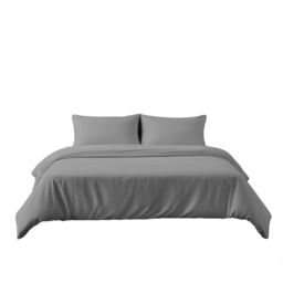 Snug City Microfibre Soft Touch Duvet Cover & Pillowcase/s Set Bed Linen in Silver - Size: Super King - thumbnail 2