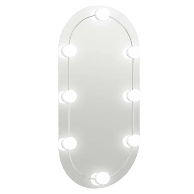Berkfield Home Mirror with LED Lights 80x40 cm Glass Oval in Silver - image 1