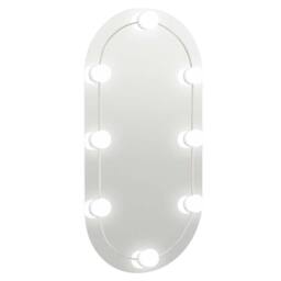 Berkfield Home Mirror with LED Lights 80x40 cm Glass Oval in Silver