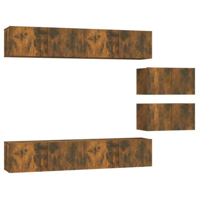 Berkfield Home 4 Piece TV Cabinet Set Smoked Oak Engineered Wood in Brown - image 1