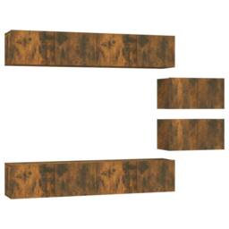 Berkfield Home 4 Piece TV Cabinet Set Smoked Oak Engineered Wood in Brown - thumbnail 1