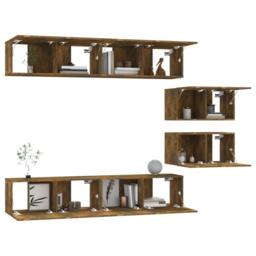 Berkfield Home 4 Piece TV Cabinet Set Smoked Oak Engineered Wood in Brown - thumbnail 7