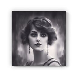 "Warren Reed - Designer Edwardian Showgirl Canvas in Black - Size: W30"" x H30""" - thumbnail 2