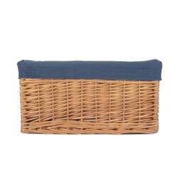 Red Hamper Double Steamed Navy Cotton Lined Willow Storage Basket in Blue - Size: Large - thumbnail 3