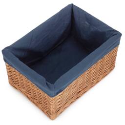 Red Hamper Double Steamed Navy Cotton Lined Willow Storage Basket in Blue - Size: Large - thumbnail 2