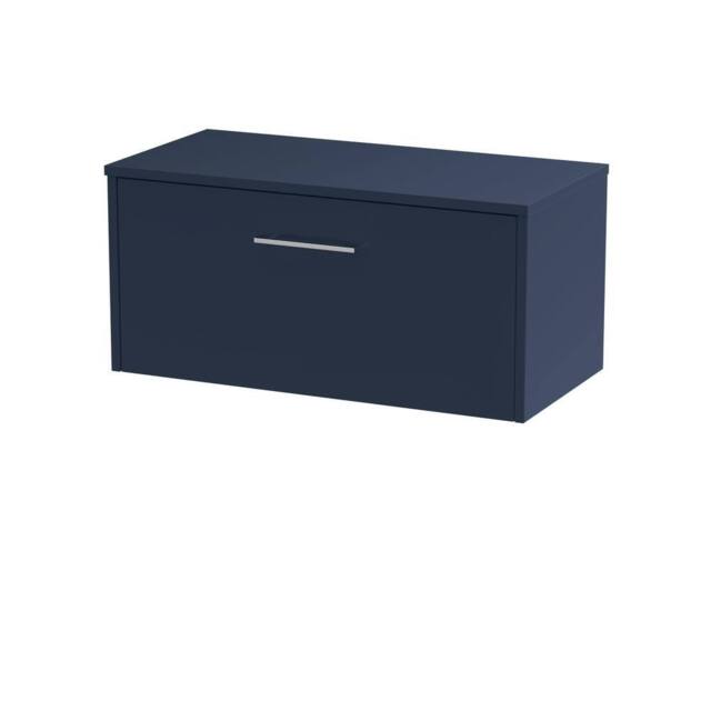 Balterley Winshill Contemporary 1 Drawer Wall Hung Vanity Unit, Dark Blue, 800mm in Blue - image 1