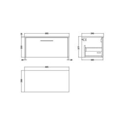 Balterley Winshill Contemporary 1 Drawer Wall Hung Vanity Unit, Dark Blue, 800mm in Blue - thumbnail 2