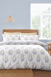 Bianca 'Eloise Floral' 230 Thread Count Cotton Satin Stripe Duvet Cover Set in Blue - Size: King - thumbnail 1