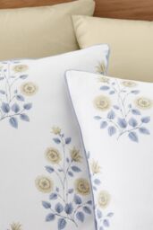 Bianca 'Eloise Floral' 230 Thread Count Cotton Satin Stripe Duvet Cover Set in Blue - Size: King - thumbnail 4