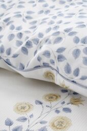 Bianca 'Eloise Floral' 230 Thread Count Cotton Satin Stripe Duvet Cover Set in Blue - Size: King - thumbnail 5