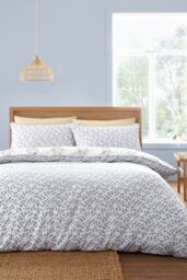 Bianca 'Eloise Floral' 230 Thread Count Cotton Satin Stripe Duvet Cover Set in Blue - Size: King - thumbnail 2