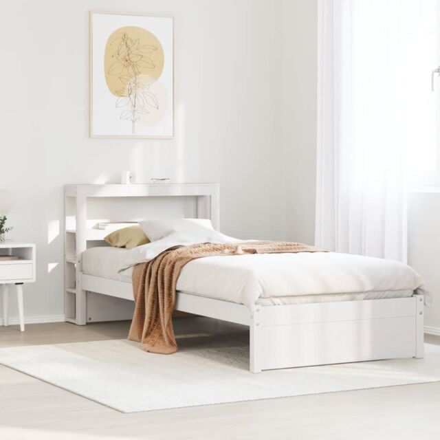 Berkfield Home Bed Frame with Headboard without Mattress White 75x190 cm Small Single - image 1