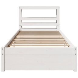 Berkfield Home Bed Frame with Headboard without Mattress White 75x190 cm Small Single - thumbnail 4