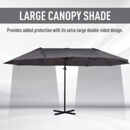 OUTSUNNY Double Canopy Offset Parasol Umbrella Garden Shade Steel Canopy in Grey - thumbnail 5
