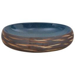 Berkfield Home Countertop Basin Brown & Blue Oval 59x40x15 cm Ceramic - Size: 59 x 40 x 15 cm - thumbnail 4