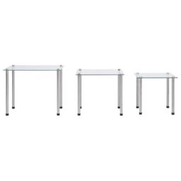 Berkfield Home Nesting Tables 3 pcs Transparent Tempered Glass in Clear - thumbnail 2