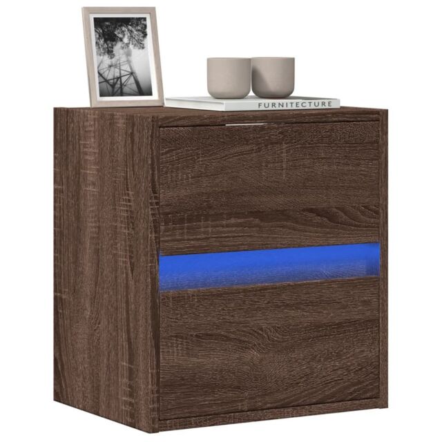 Berkfield Home TV Wall Cabinet with LED Lights Brown Oak 41x31x45 cm - Size: 41 x 31 x 45 cm - image 1