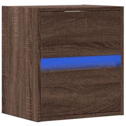 Berkfield Home TV Wall Cabinet with LED Lights Brown Oak 41x31x45 cm - Size: 41 x 31 x 45 cm - thumbnail 3