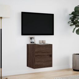 Berkfield Home TV Wall Cabinet with LED Lights Brown Oak 41x31x45 cm - Size: 41 x 31 x 45 cm - thumbnail 4