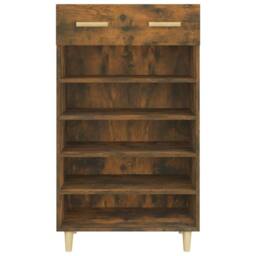 Berkfield Home Shoe Cabinet Smoked Oak 60x35x105 cm Engineered Wood in Brown - Size: 60 x 35 x 105 cm - thumbnail 6
