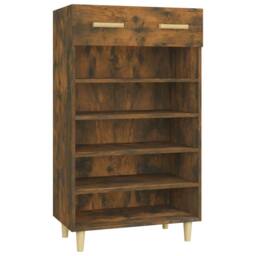 Berkfield Home Shoe Cabinet Smoked Oak 60x35x105 cm Engineered Wood in Brown - Size: 60 x 35 x 105 cm - thumbnail 2