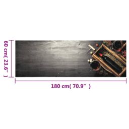 Berkfield Home Kitchen Rug Washable Wine Bottle 60x180 cm Velvet in Grey - thumbnail 5