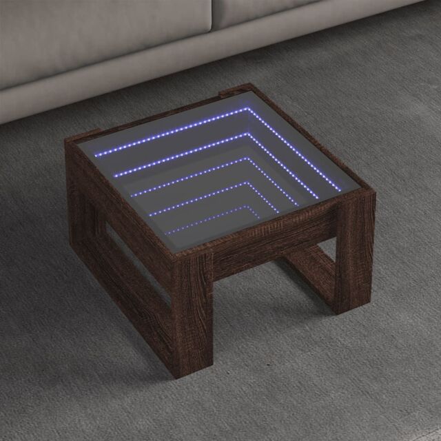 Berkfield Home Coffee Table with Infinity LED Brown Oak 50x53x30 cm - Size: 50 x 53 x 30 cm - image 1