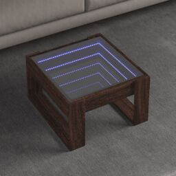 Berkfield Home Coffee Table with Infinity LED Brown Oak 50x53x30 cm - Size: 50 x 53 x 30 cm - thumbnail 1