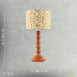 Happy Homewares Chic Table Lamp with Designer Jacquard Fabric Shade in Orange - thumbnail 7