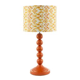 Happy Homewares Chic Table Lamp with Designer Jacquard Fabric Shade in Orange - thumbnail 1