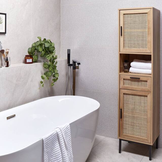 Wyld and Coco Boho Rattan Bathroom Cabinet 40 x 165 cm in Natural - image 1