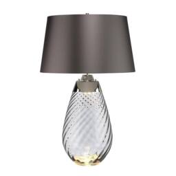 Netlighting Lena 2 Light Large Smoke Table Lamp Smoketinted Glass Slate Shade E27 in Black