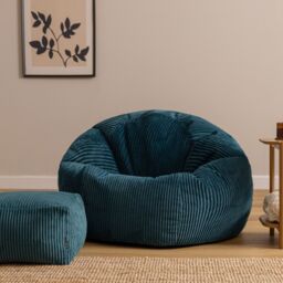 icon Kingston XL Jumbo Cord Classic Dome Bean Bag & Footstool in Teal - Size: Extra Large - thumbnail 2
