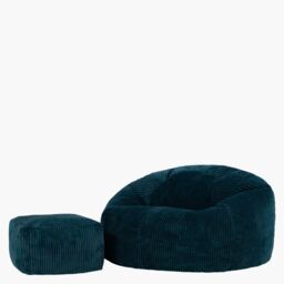 icon Kingston XL Jumbo Cord Classic Dome Bean Bag & Footstool in Teal - Size: Extra Large - thumbnail 3