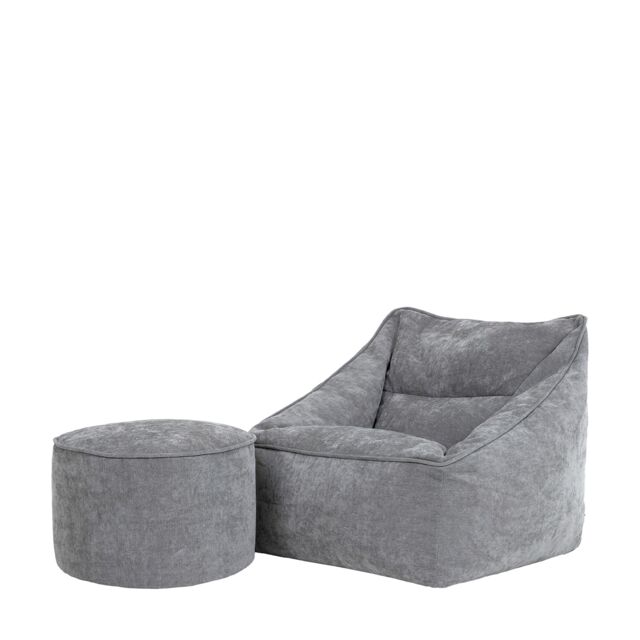 icon Natalia Chenille Adults Bean Bag Armchair & Pouffe, Large Beanbag & Footstool Grey - Size: XL - image 1