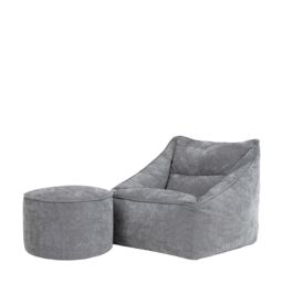 icon Natalia Chenille Adults Bean Bag Armchair & Pouffe, Large Beanbag & Footstool Grey - Size: XL - thumbnail 1