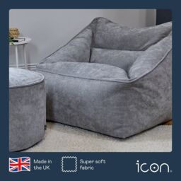 icon Natalia Chenille Adults Bean Bag Armchair & Pouffe, Large Beanbag & Footstool Grey - Size: XL - thumbnail 4