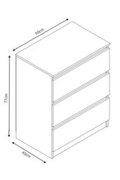 FWStyle Men's Stora 3 Drawer Black Gloss Chest Of Drawers (H) 77 (W) 60 (D) 40cm - thumbnail 6