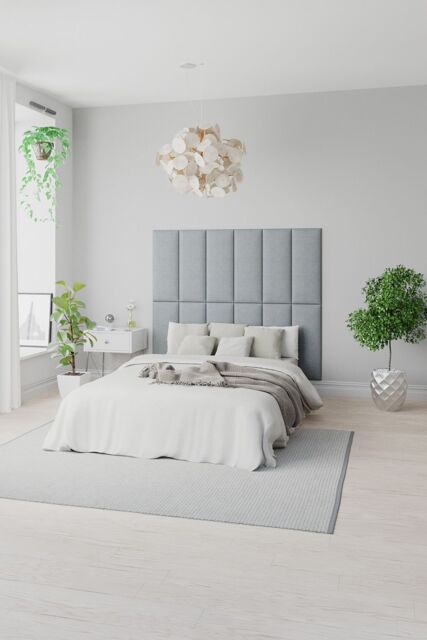 Aspire EasyMount Wall Mounted Upholstered Panels, Modular DIY Headboard in Mirazzi Velvet Fabric (Pack of 8) in Ivory - image 1