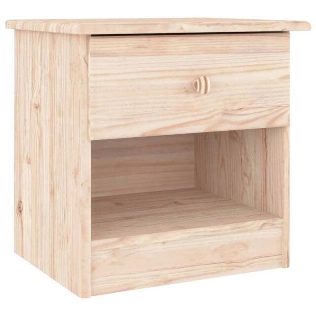 Berkfield Home Bedside Cabinet ALTA 43x35x40.5 cm Solid Wood Pine in Natural - image 1
